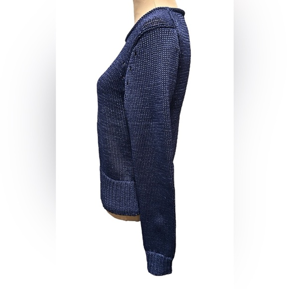 Banana Republic Women's Blue Metallic Long Sleeve Heavy Sweater Size Medium $98. - Picture 3 of 11